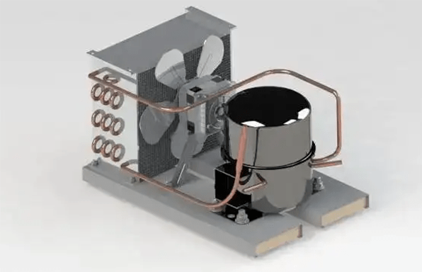 Refrigerator compressor and cooling fan.